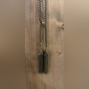 Necklace vintage bronze tassel corded chain 20 inches